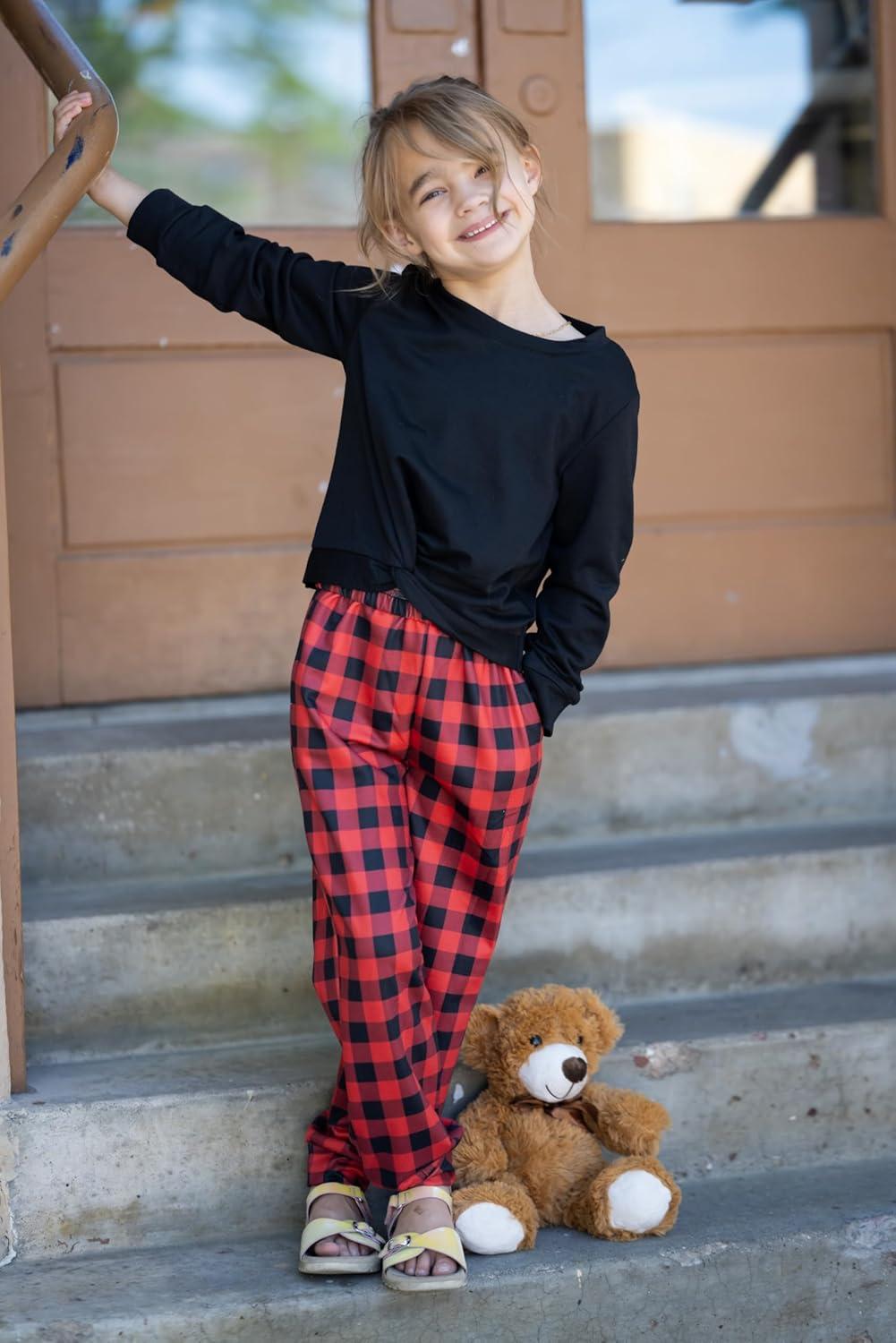imageArshiner Girls 2 Piece Outfits Fashion Twist Front Tracksuit Long Sleeve Pullover Sweatshirt Sweatpants Jogger set SweatsuitBlackred Checkered