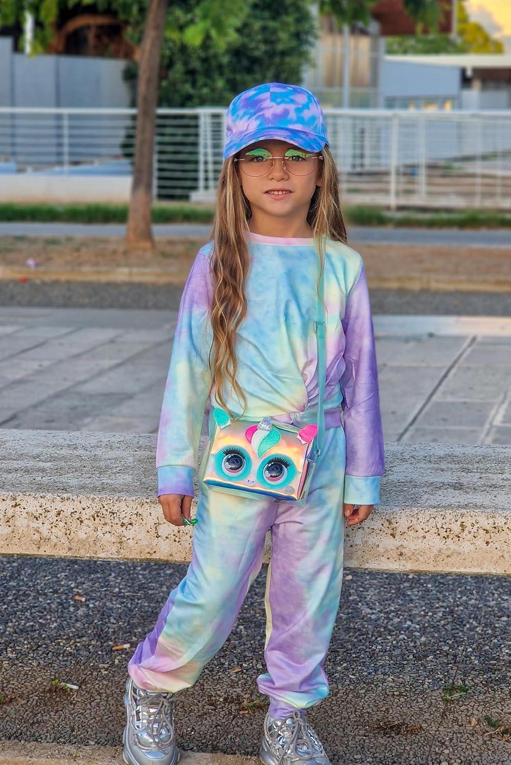 imageArshiner Girls 2 Piece Outfits Fashion Twist Front Tracksuit Long Sleeve Pullover Sweatshirt Sweatpants Jogger set SweatsuitPurpleblueyellow