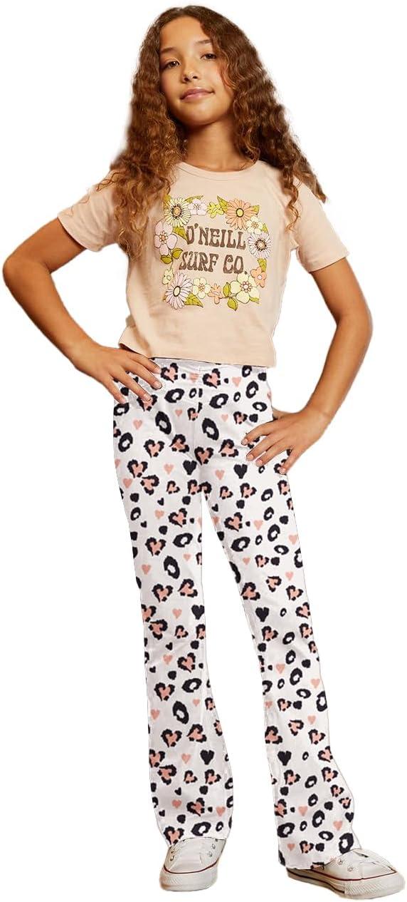 imageArshiner Girls Ankle Length Leggings 3Pack Printing Flower Kids Classic Stretch Pants 414YHeart Butterfly Gradient
