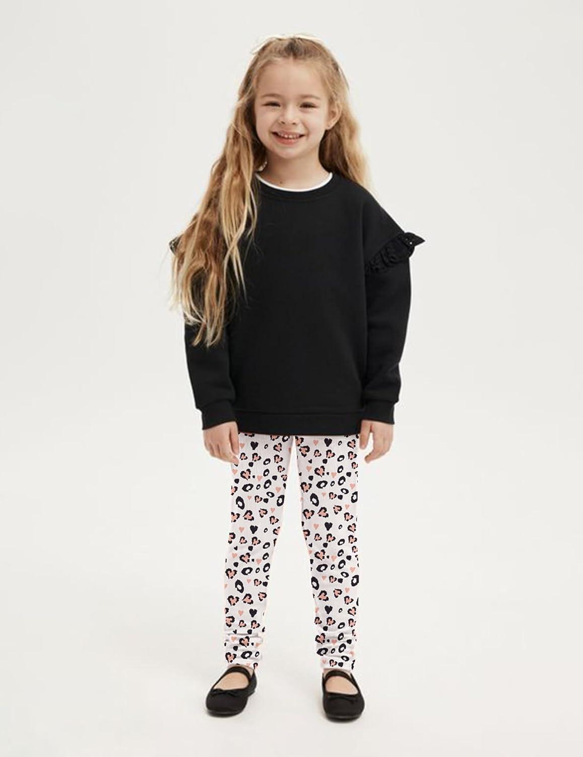 imageArshiner Girls Ankle Length Leggings 3Pack Printing Flower Kids Classic Stretch Pants 414YHeart Butterfly Gradient