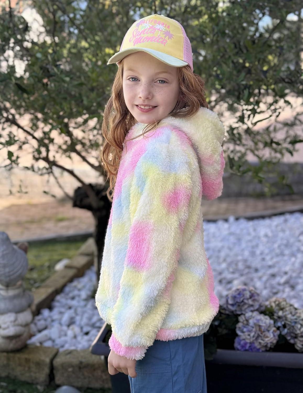 imageArshiner Girls Fuzzy Fleece Hoodies Casual Sweatshirt Sherpa Pullover with Kangaroo PocketsDpink Blue