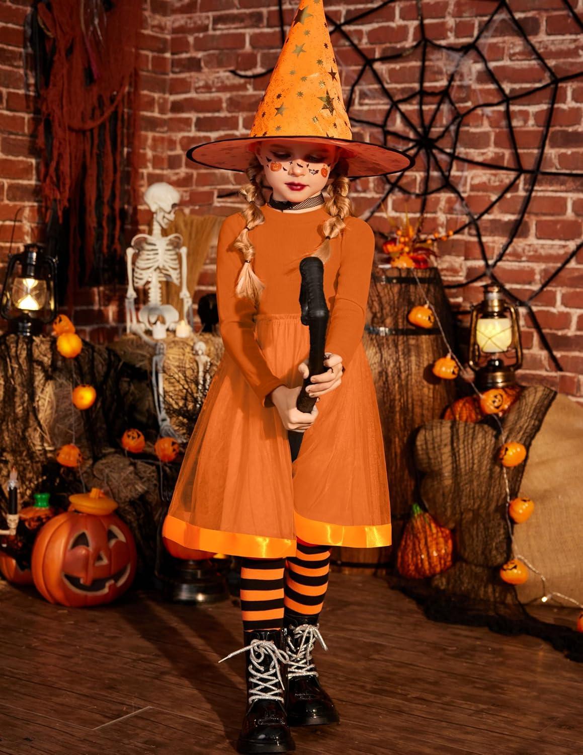imageArshiner Toddler Tutu Dress Little Girls Fall Winter Long Sleeve Holiday Party Tulle Dresses 38YOrange