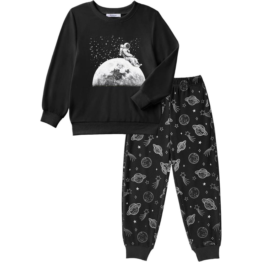imageArshiner Boys Camo Clothes 2 Piece Graphic Printed Sweatshirt and Pants Outfit Fall Winter Clothing Set 513 YearsBlack Planet Prints
