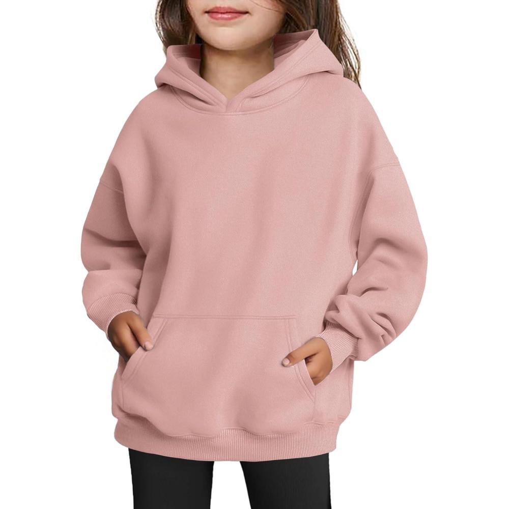 imageArshiner Girls Oversized Hoodies Fleece Pullover Sweatshirts Kids Fashion Casual Outfits Fall Winter ClothesDusty Pink