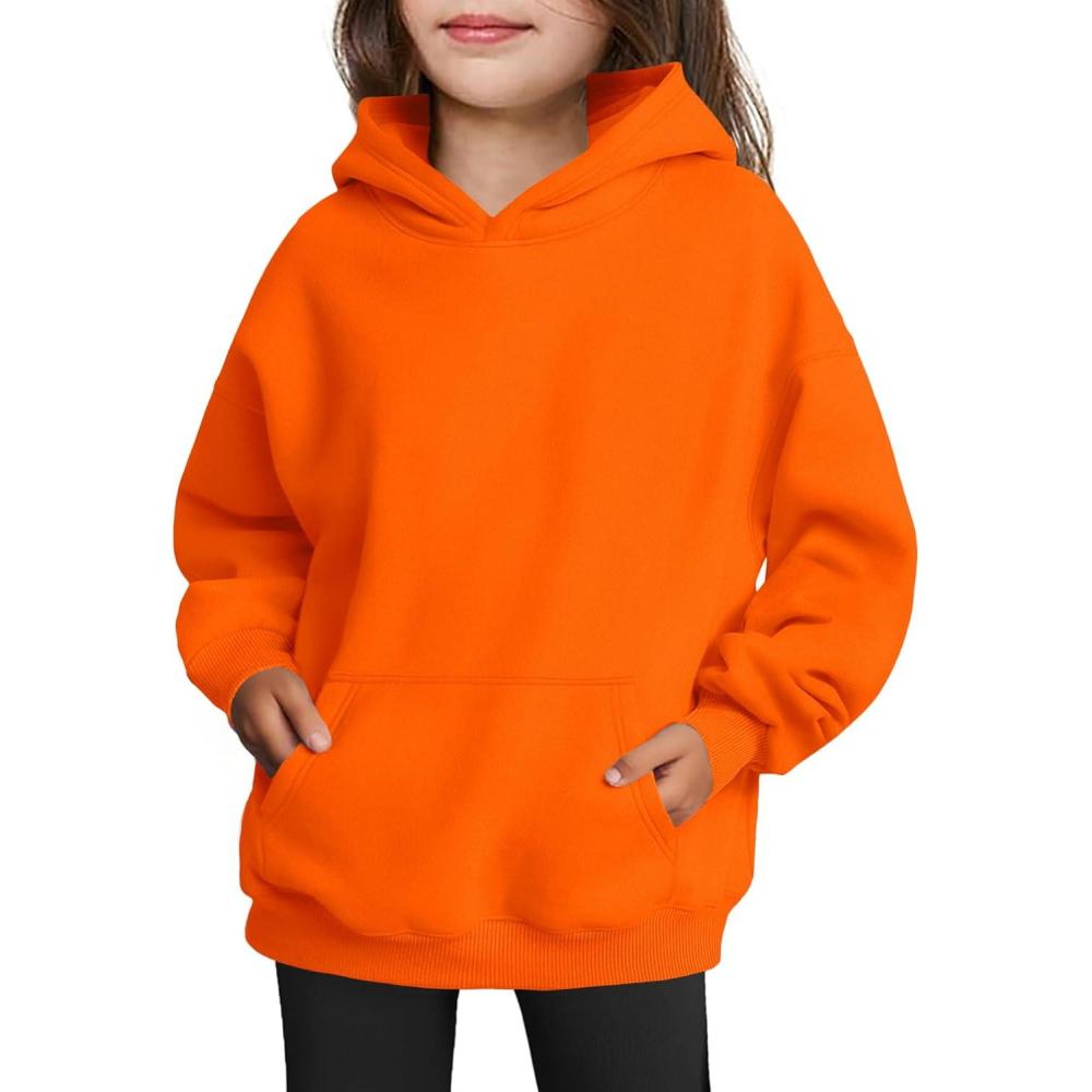 imageArshiner Girls Oversized Hoodies Fleece Pullover Sweatshirts Kids Fashion Casual Outfits Fall Winter ClothesOrange