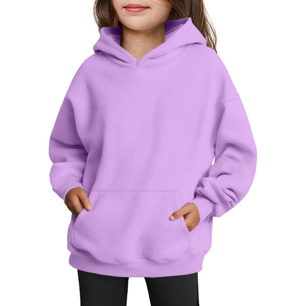 imageArshiner Girls Oversized Hoodies Fleece Pullover Sweatshirts Kids Fashion Casual Outfits Fall Winter ClothesPurple