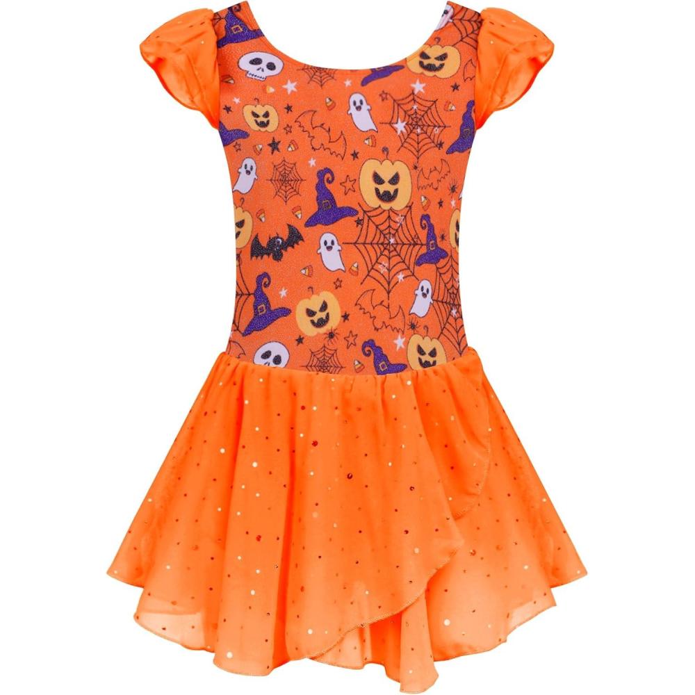 imageArshiner Girls Ruffle Sleeve Ballet Dance Dress Tutu Skirted LeotardHalloween