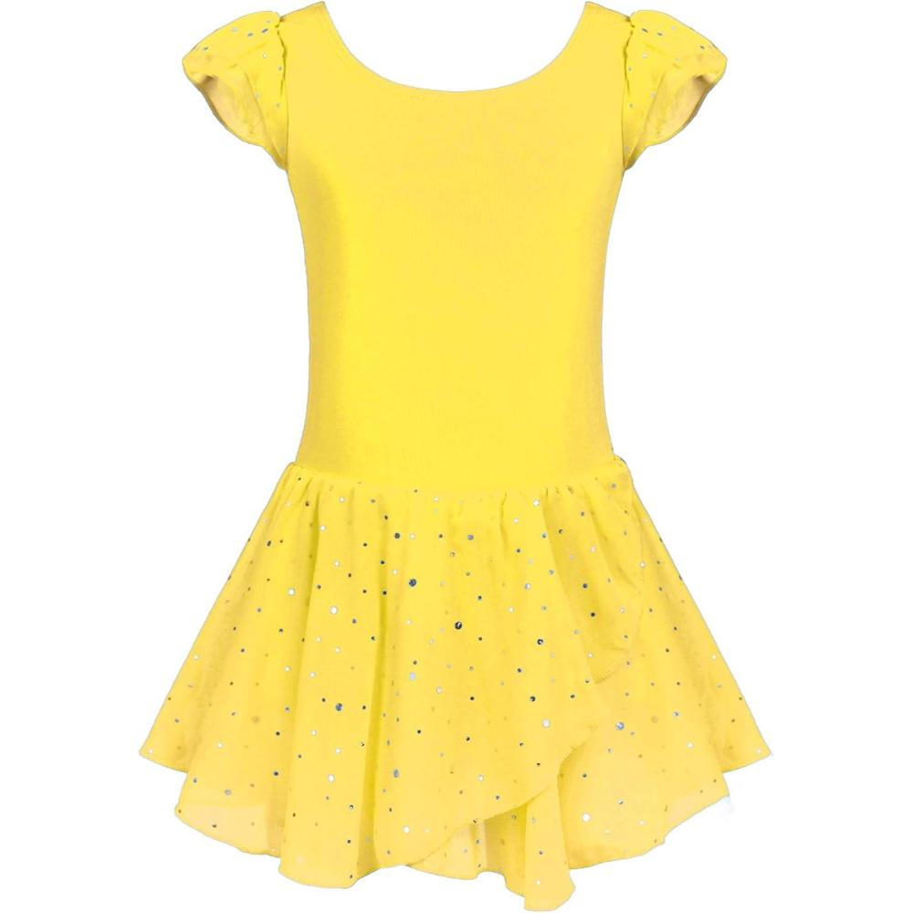 imageArshiner Girls Ruffle Sleeve Ballet Dance Dress Tutu Skirted LeotardYellow