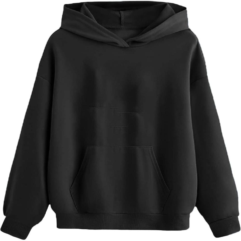 imageArshiner Girls Tie Dye Sweatshirts Loose Casual Hoodies Long Sleeve Pullover Hooded Tops With PocketsBlack