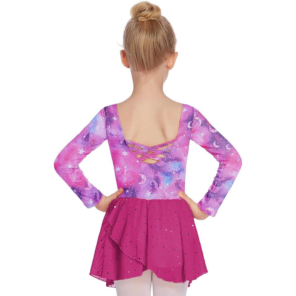 imageArshiner Kids Girls Classic Long Sleeve Leotard Dance Ballet DressRose Purple