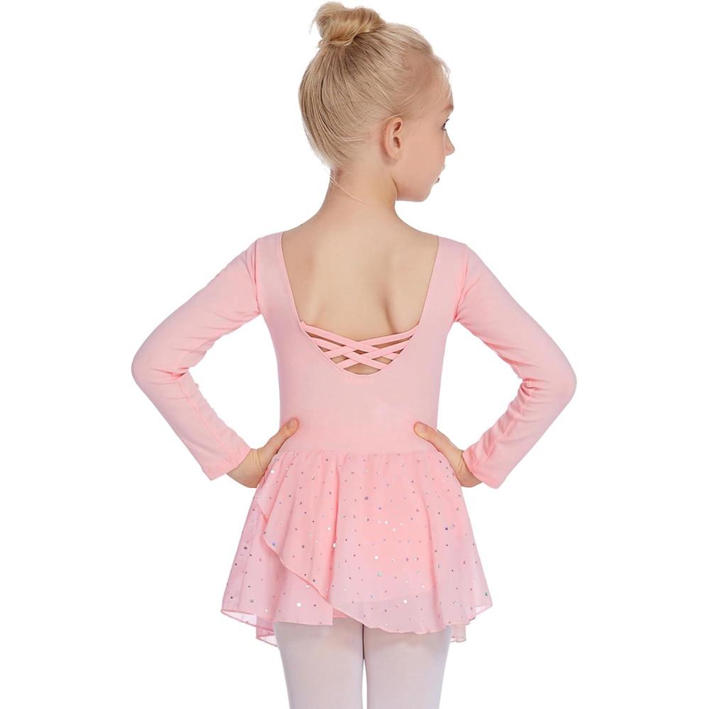 imageArshiner Kids Girls Classic Long Sleeve Leotard Dance Ballet DressZballet Pink