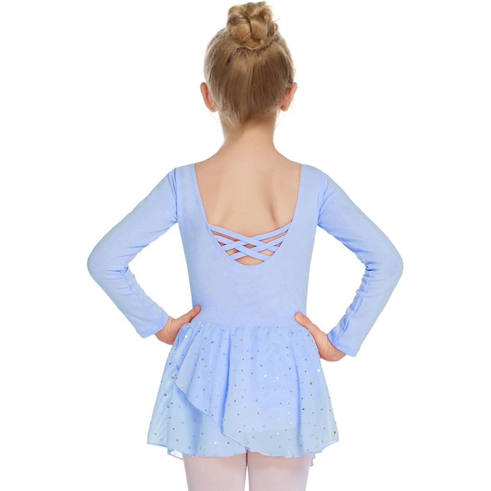 imageArshiner Kids Girls Classic Long Sleeve Leotard Dance Ballet DressZblue