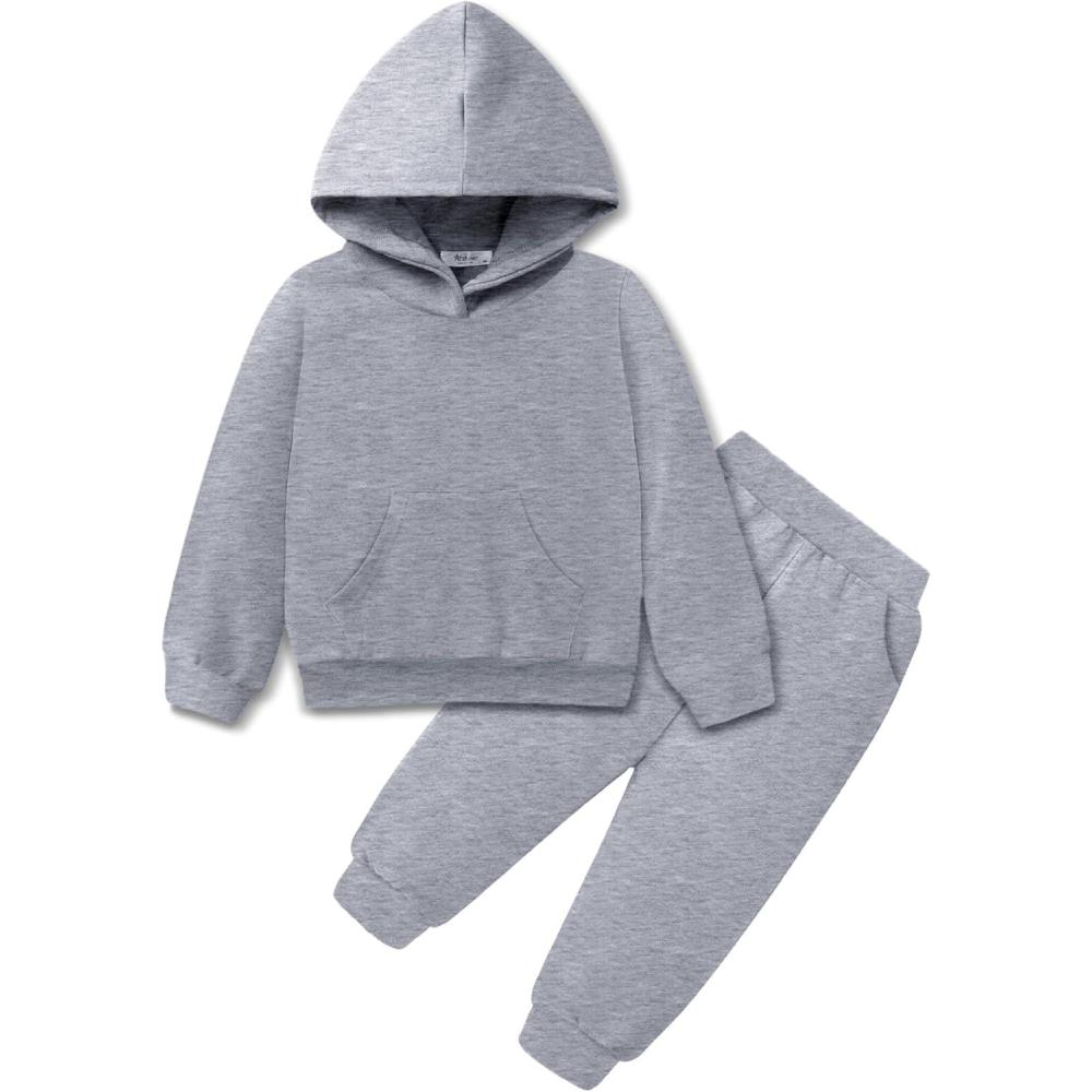 imageArshiner Toddler Girls 2Pcs Outfits Clothing Sets Long Sleeve Hoodie Sweatshirt Pants Set with Pockets Fall Winter ClothesLight Grey