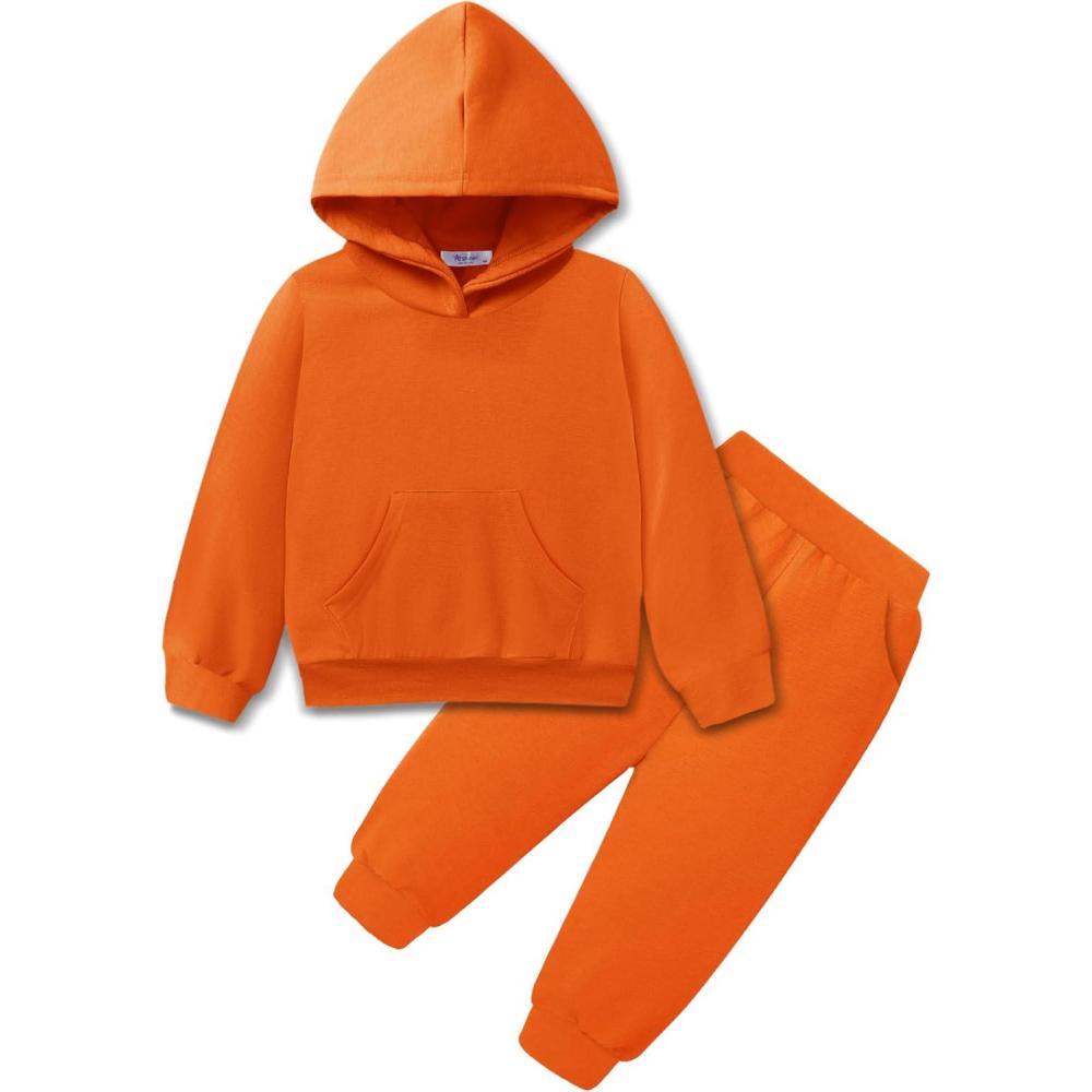 imageArshiner Toddler Girls 2Pcs Outfits Clothing Sets Long Sleeve Hoodie Sweatshirt Pants Set with Pockets Fall Winter ClothesOrange