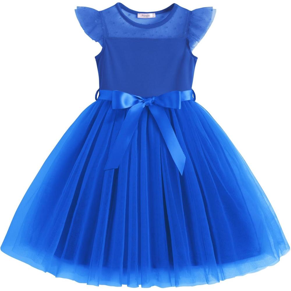 imageArshiner Toddler Girls Tutu Dress Summer Contrast Mesh Party Dresses Cute Princess Tulle Sundress with Belt 28YRoyal Blue