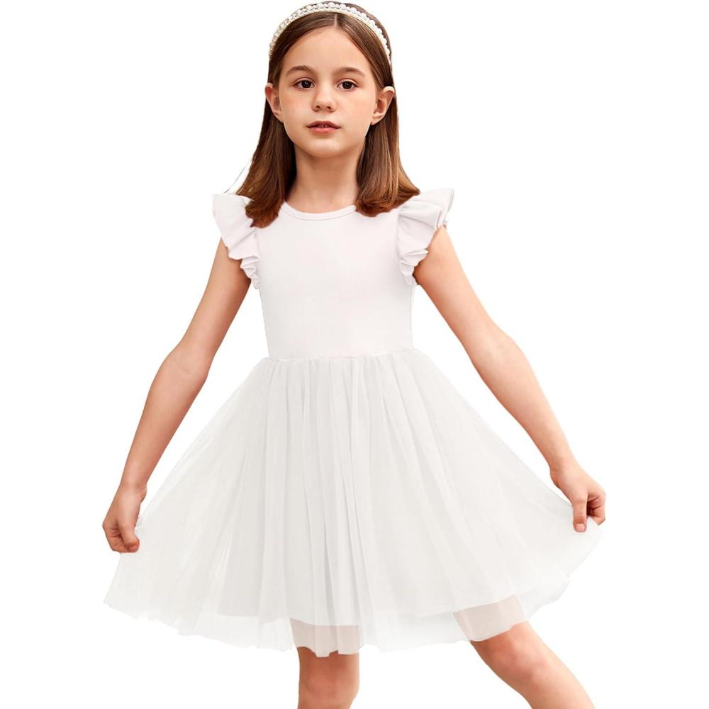 imageArshiner Toddler Tutu Dress Little Girls Fluffy Summer Dresses Casual Party Tulle Sundress for Kids 26Y0white