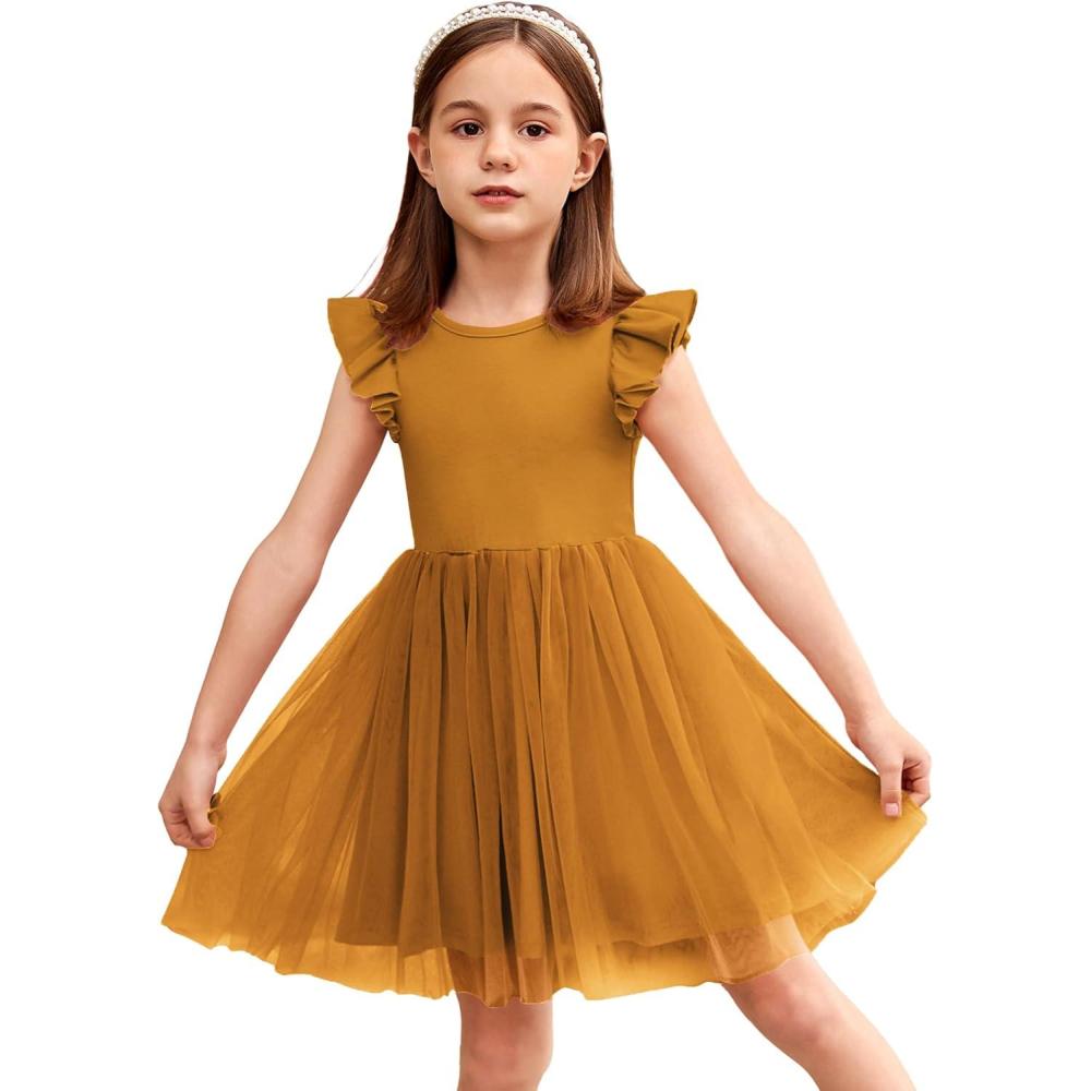 imageArshiner Toddler Tutu Dress Little Girls Fluffy Summer Dresses Casual Party Tulle Sundress for Kids 26YBrown
