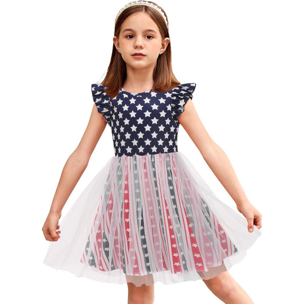 imageArshiner Toddler Tutu Dress Little Girls Fluffy Summer Dresses Casual Party Tulle Sundress for Kids 26YFlag
