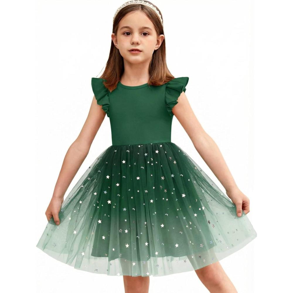 imageArshiner Toddler Tutu Dress Little Girls Fluffy Summer Dresses Casual Party Tulle Sundress for Kids 26YGreen Gradient