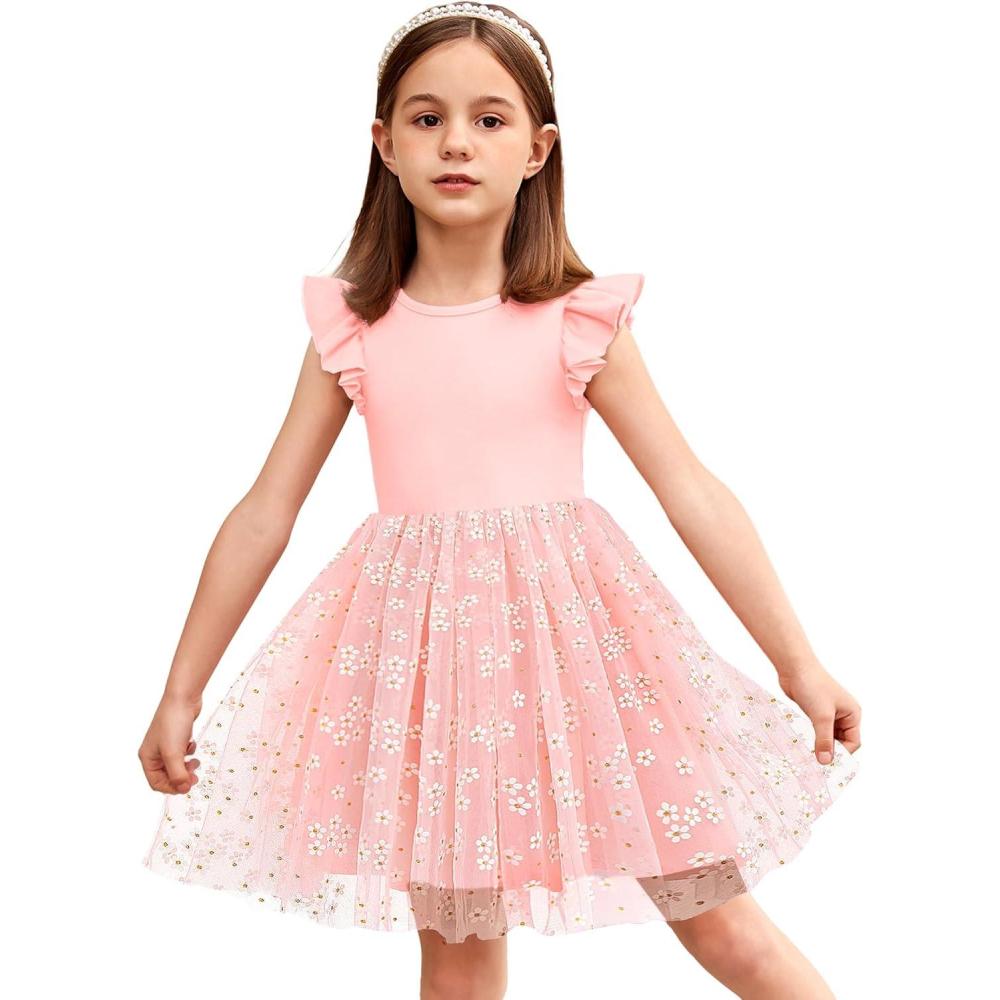 imageArshiner Toddler Tutu Dress Little Girls Fluffy Summer Dresses Casual Party Tulle Sundress for Kids 26YPink Flower