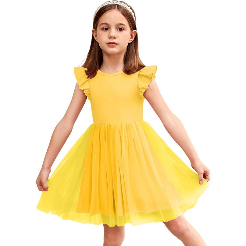 imageArshiner Toddler Tutu Dress Little Girls Fluffy Summer Dresses Casual Party Tulle Sundress for Kids 26YYellow