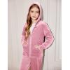Arshiner 2 Piece Outfits for Girls Velour Tracksuit Hoodie and Jogger Set Sweatsuit Athletic Clothes Sets(A-pink)