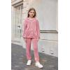 Arshiner 2 Piece Outfits for Girls Velour Tracksuit Hoodie and Jogger Set Sweatsuit Athletic Clothes Sets(A-pink)