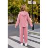 Arshiner 2 Piece Outfits for Girls Velour Tracksuit Hoodie and Jogger Set Sweatsuit Athletic Clothes Sets(A-pink)