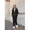 Arshiner 2 Piece Outfits for Girls Velour Tracksuit Hoodie and Jogger Set Sweatsuit Athletic Clothes Sets(Black)