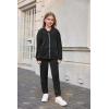 Arshiner 2 Piece Outfits for Girls Velour Tracksuit Hoodie and Jogger Set Sweatsuit Athletic Clothes Sets(Black)