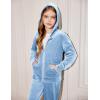Arshiner 2 Piece Outfits for Girls Velour Tracksuit Hoodie and Jogger Set Sweatsuit Athletic Clothes Sets(Blue)