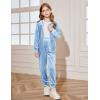 Arshiner 2 Piece Outfits for Girls Velour Tracksuit Hoodie and Jogger Set Sweatsuit Athletic Clothes Sets(Blue)