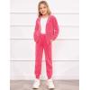 Arshiner 2 Piece Outfits for Girls Velour Tracksuit Hoodie and Jogger Set Sweatsuit Athletic Clothes Sets(Coral)