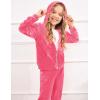 Arshiner 2 Piece Outfits for Girls Velour Tracksuit Hoodie and Jogger Set Sweatsuit Athletic Clothes Sets(Coral)