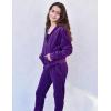 Arshiner 2 Piece Outfits for Girls Velour Tracksuit Hoodie and Jogger Set Sweatsuit Athletic Clothes Sets(Dark Purple)