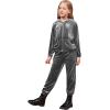 Arshiner 2 Piece Outfits for Girls Velour Tracksuit Hoodie and Jogger Set Sweatsuit Athletic Clothes Sets(Grey)