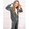 Arshiner 2 Piece Outfits for Girls Velour Tracksuit Hoodie and Jogger Set Sweatsuit Athletic Clothes Sets(Grey)
