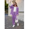 Arshiner 2 Piece Outfits for Girls Velour Tracksuit Hoodie and Jogger Set Sweatsuit Athletic Clothes Sets(Light Purple 1)