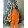 Arshiner 2 Piece Outfits for Girls Velour Tracksuit Hoodie and Jogger Set Sweatsuit Athletic Clothes Sets(Orange)