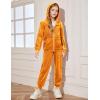 Arshiner 2 Piece Outfits for Girls Velour Tracksuit Hoodie and Jogger Set Sweatsuit Athletic Clothes Sets(Orange)