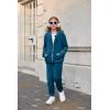 Arshiner 2 Piece Outfits for Girls Velour Tracksuit Hoodie and Jogger Set Sweatsuit Athletic Clothes Sets(Peacock Blue 1)