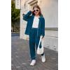 Arshiner 2 Piece Outfits for Girls Velour Tracksuit Hoodie and Jogger Set Sweatsuit Athletic Clothes Sets(Peacock Blue 1)