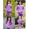 Arshiner 2 Piece Outfits for Girls Velour Tracksuit Hoodie and Jogger Set Sweatsuit Athletic Clothes Sets(Purple)