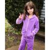 Arshiner 2 Piece Outfits for Girls Velour Tracksuit Hoodie and Jogger Set Sweatsuit Athletic Clothes Sets(Purple)