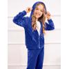 Arshiner 2 Piece Outfits for Girls Velour Tracksuit Hoodie and Jogger Set Sweatsuit Athletic Clothes Sets(Royal Blue)