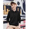 Arshiner Boys Long Sleeve Polo Shirt Performance School Uniform Pique Button Closure Shirt Size 5-12 Years(Black)