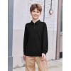 Arshiner Boys Long Sleeve Polo Shirt Performance School Uniform Pique Button Closure Shirt Size 5-12 Years(Black)