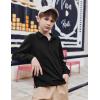 Arshiner Boys Long Sleeve Polo Shirt Performance School Uniform Pique Button Closure Shirt Size 5-12 Years(Black)