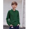 Arshiner Boys Long Sleeve Polo Shirt Performance School Uniform Pique Button Closure Shirt Size 5-12 Years(Bright Green)