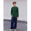 Arshiner Boys Long Sleeve Polo Shirt Performance School Uniform Pique Button Closure Shirt Size 5-12 Years(Bright Green)